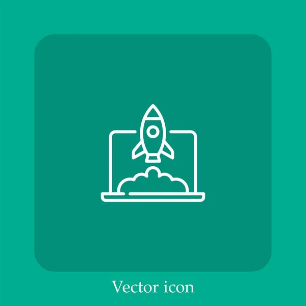 Icône Vectorielle Fusée Icône Linéaire Ligne Avec Course Modifiable — Image vectorielle