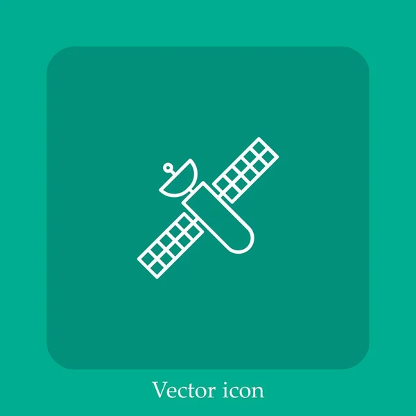 Ícone Vetor Satélite Linear Icon Line Com Curso Editável — Vetor de Stock