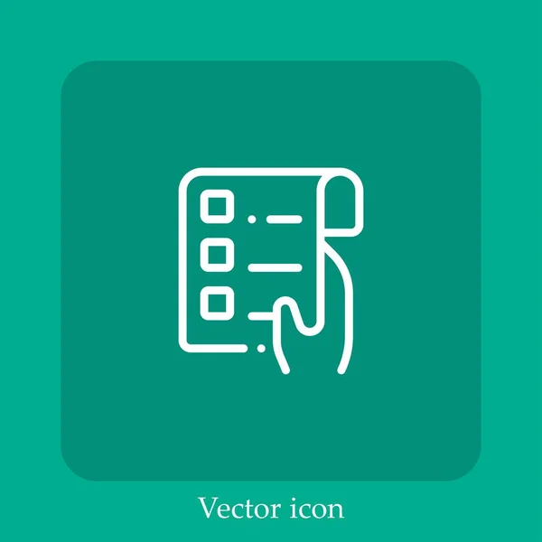 Para Hacer Lista Icono Vector Icon Line Lineal Con Carrera — Vector de stock