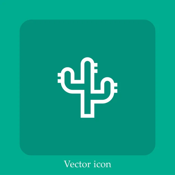 Cacto Ícone Vetor Linear Icon Line Com Curso Editável — Vetor de Stock