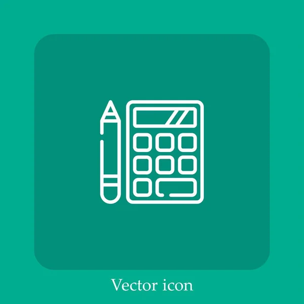 Miniräknare Vektor Ikon Linjär Ikon Line Med Redigerbar Stroke — Stock vektor