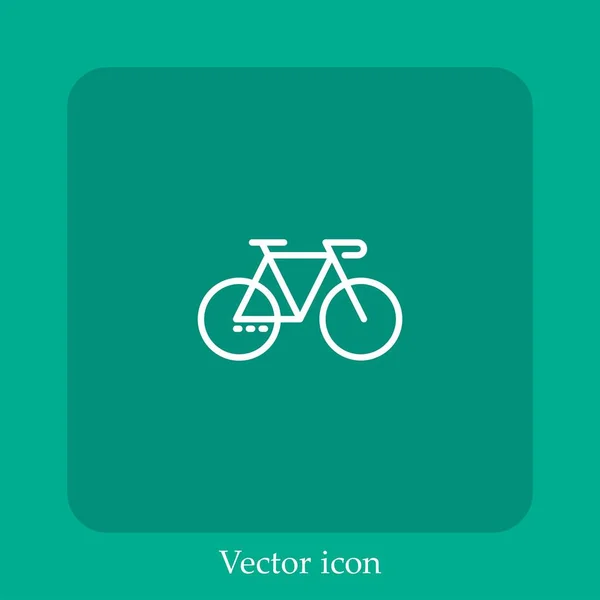 Icono Vector Bicicleta Icon Line Lineal Con Carrera Editable — Vector de stock