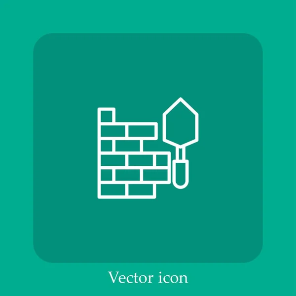 Brick Wall Vector Icon Linear Icon Line Editable Stroke — Stock Vector