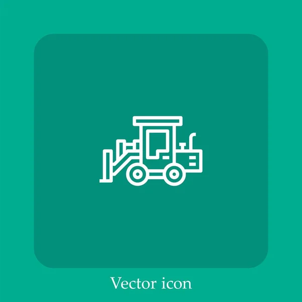 Bulldozer Vektor Symbol Lineare Icon Line Mit Editierbarem Strich — Stockvektor