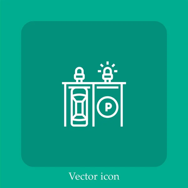 Ícone Vetor Parque Estacionamento Linear Icon Line Com Curso Editável — Vetor de Stock