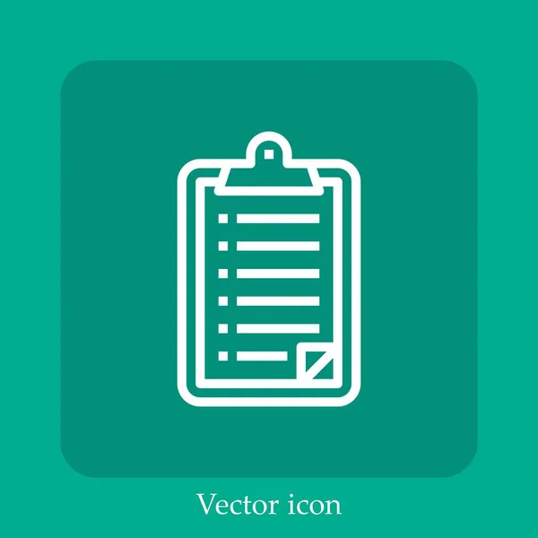 Clipboard Ícone Vetor Linear Icon Line Com Curso Editável — Vetor de Stock