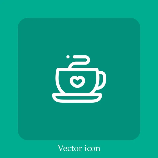 Taza Café Icono Vectorial Icon Line Lineal Con Carrera Editable — Vector de stock