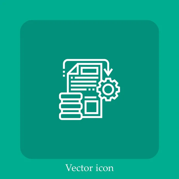 Icono Vector Procesamiento Datos Icon Line Lineal Con Carrera Editable — Vector de stock