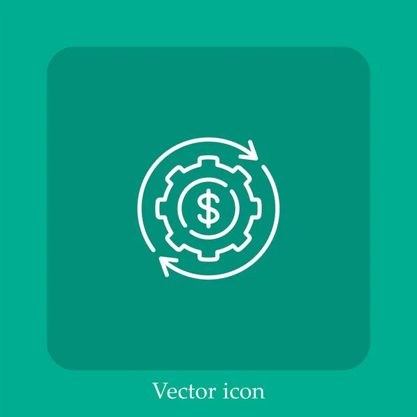 Icono Vector Engranajes Icon Line Lineal Con Carrera Editable — Vector de stock