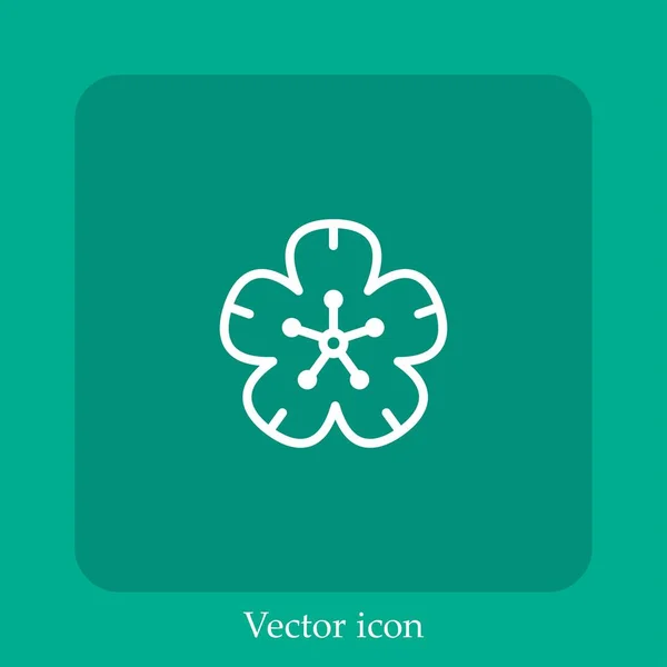 Flor Cerezo Icono Vectorial Icon Line Lineal Con Carrera Editable — Vector de stock