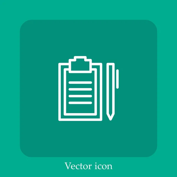 Appunti Con Icona Vettoriale Penna Icon Line Lineare Con Tratto — Vettoriale Stock