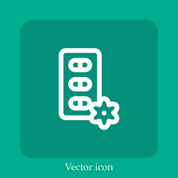 Pílulas Ícone Vetor Linear Icon Line Com Curso Editável — Vetor de Stock