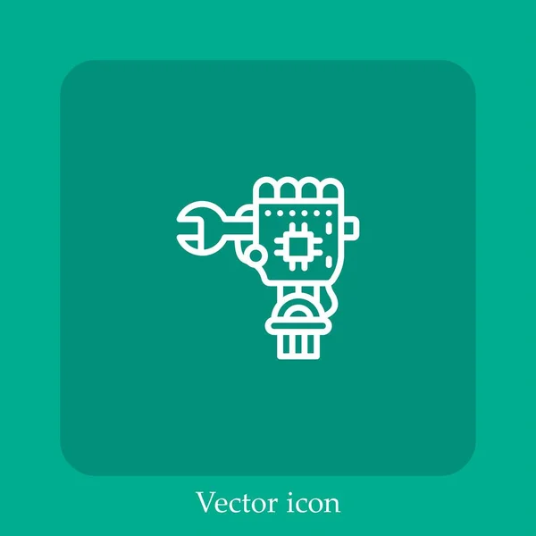 Icône Vectorielle Robot Icône Linéaire Ligne Avec Course Modifiable — Image vectorielle