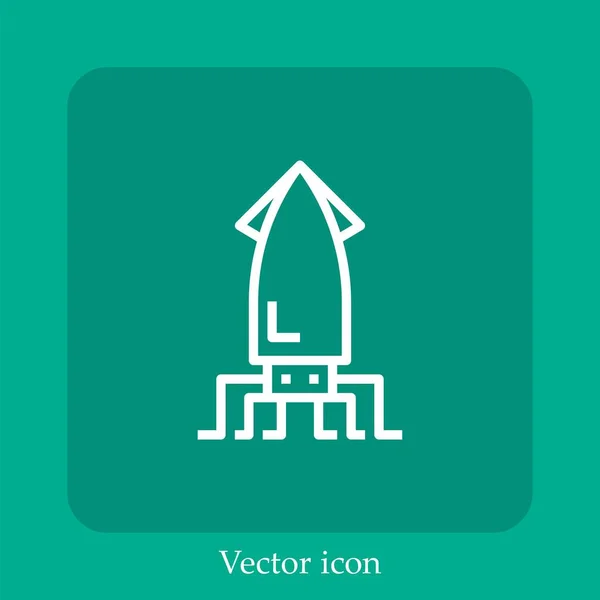 Icône Vectorielle Calmar Icône Linéaire Ligne Avec Trait Modifiable — Image vectorielle
