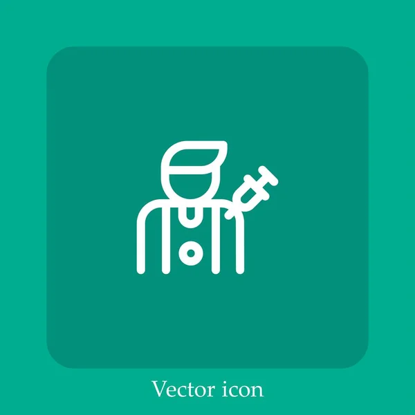 Vaccination Vector Icon Linear Icon Line Editable Stroke — Stock Vector