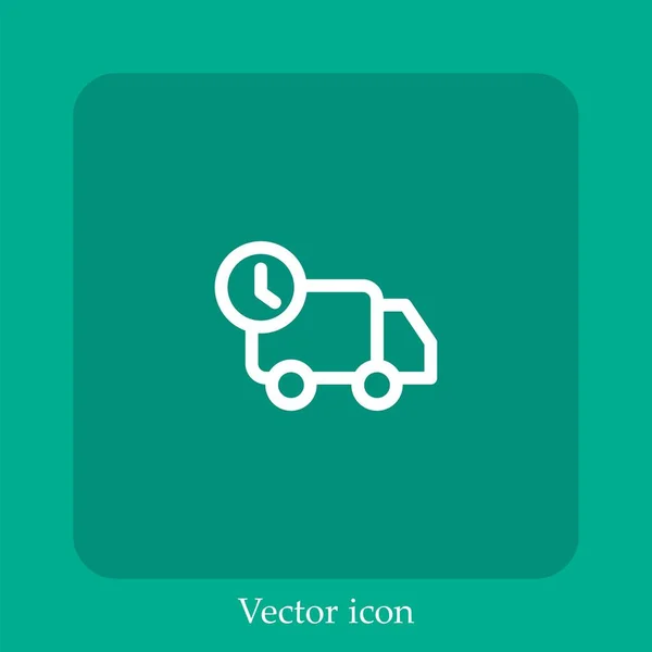 Delivery Truck Vector Icon Linear Icon Line Editable Stroke — Stock Vector