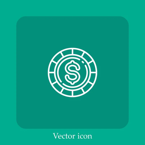 Dollar Chip Vektor Symbol Lineare Icon Line Mit Editierbarem Strich — Stockvektor