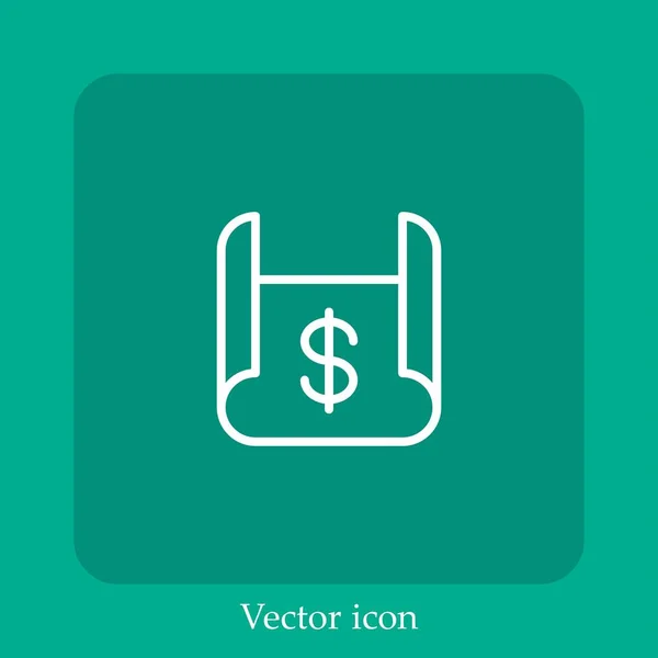 Dollar Blaupausen Vektor Symbol Lineare Icon Line Mit Editierbarem Strich — Stockvektor