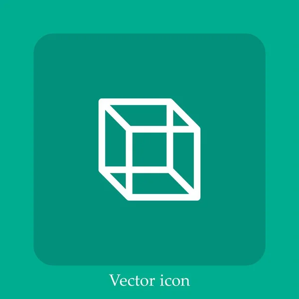 Icono Vector Cubo Icon Line Lineal Con Carrera Editable — Vector de stock