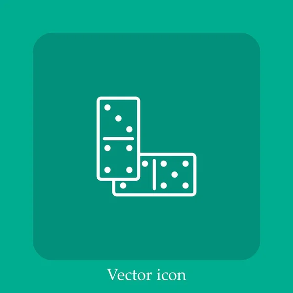 Icône Vectorielle Jeu Domino Icône Linéaire Ligne Avec Course Modifiable — Image vectorielle