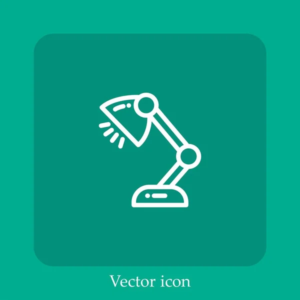 Lámpara Escritorio Icono Vectorial Icon Line Lineal Con Carrera Editable — Vector de stock