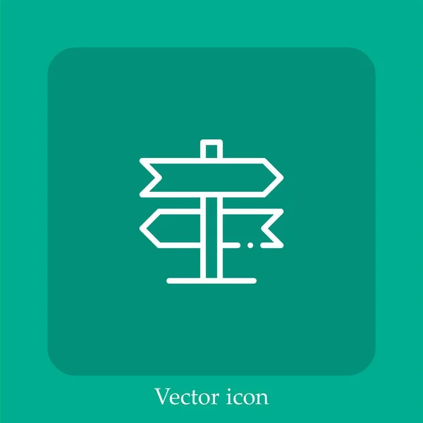 Dirección Icono Vectorial Icono Lineal Línea Con Carrera Editable — Vector de stock