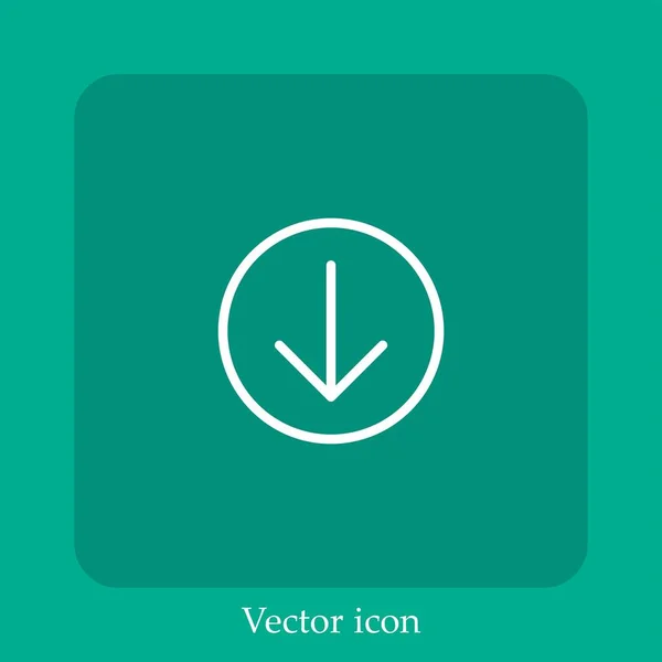 Flecha Abajo Icono Vector Lineal Icon Line Con Carrera Editable — Vector de stock