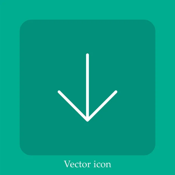 Icona Vettoriale Freccia Giù Icon Line Lineare Con Colpo Modificabile — Vettoriale Stock