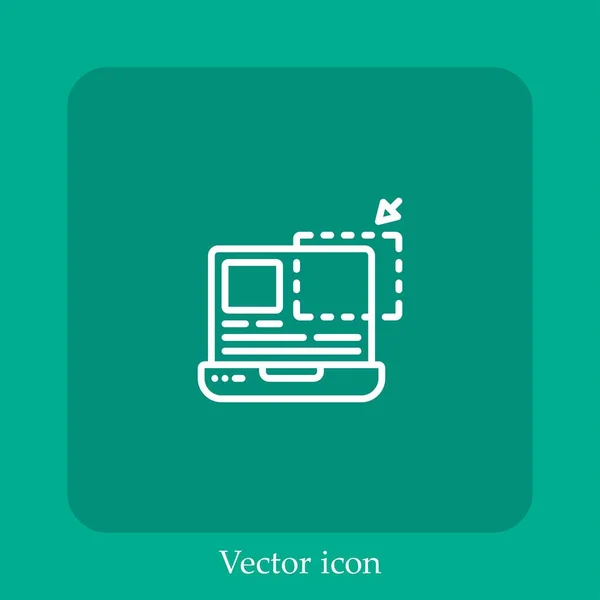 Icono Del Vector Portátil Icon Line Lineal Con Carrera Editable — Vector de stock