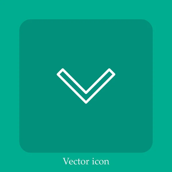 Icône Vectorielle Flèche Vers Bas Icône Linéaire Ligne Avec Course — Image vectorielle