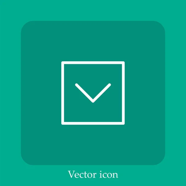 Flecha Abajo Icono Vector Lineal Icon Line Con Carrera Editable — Vector de stock