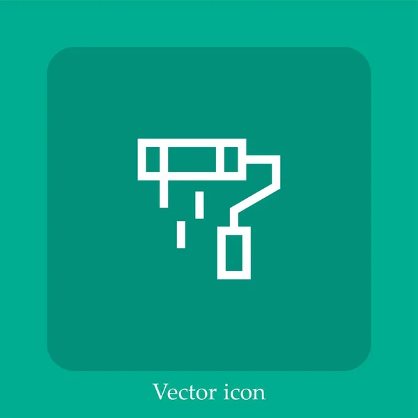 Icono Vector Rodillo Pintura Icon Line Lineal Con Carrera Editable — Vector de stock