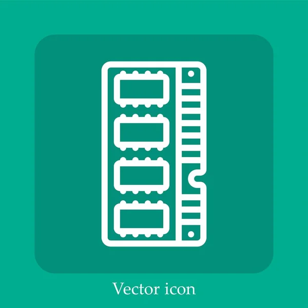 Icono Vector Ram Icon Line Lineal Con Carrera Editable — Vector de stock