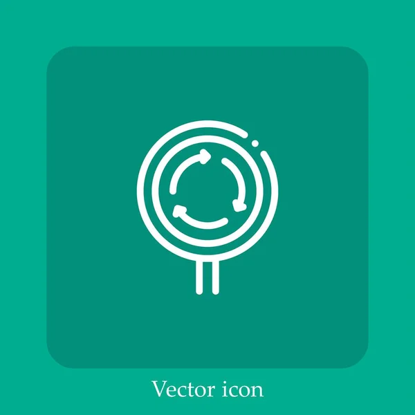Icono Vector Rotonda Icon Line Lineal Con Carrera Editable — Vector de stock