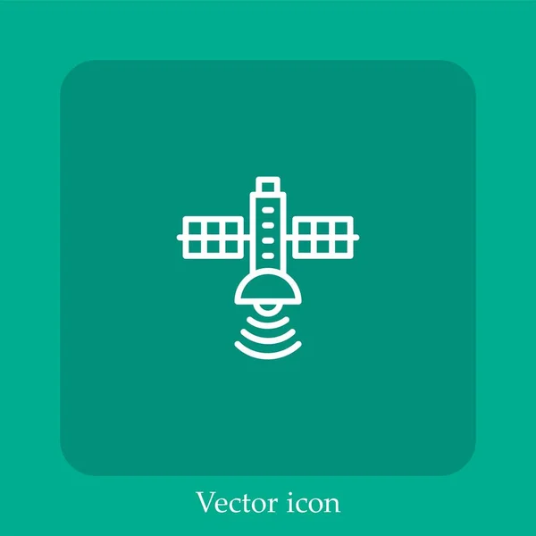 Satellitenvektorsymbol Lineare Symbol Linie Mit Editierbarem Strich — Stockvektor