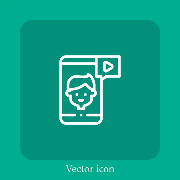 Videó Hívás Vektor Ikon Lineáris Ikon Line Szerkeszthető Stroke — Stock Vector