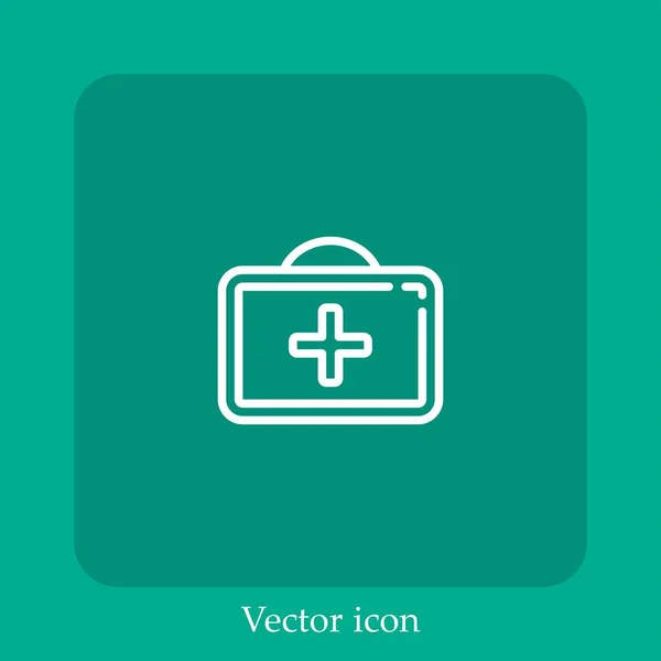 Kit Primeros Auxilios Icono Vectorial Icon Line Lineal Con Carrera — Vector de stock