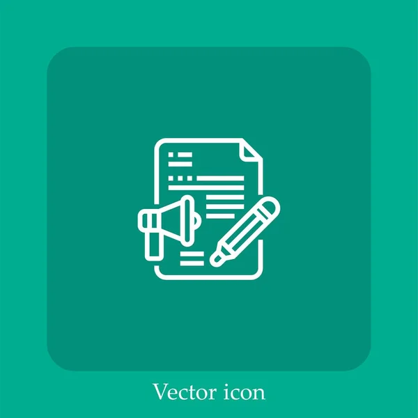 Icono Vector Marketing Icon Line Lineal Con Carrera Editable — Vector de stock