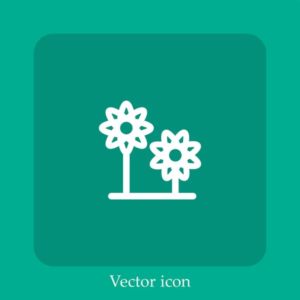 Ícone Vetor Flor Linear Icon Line Com Curso Editável — Vetor de Stock