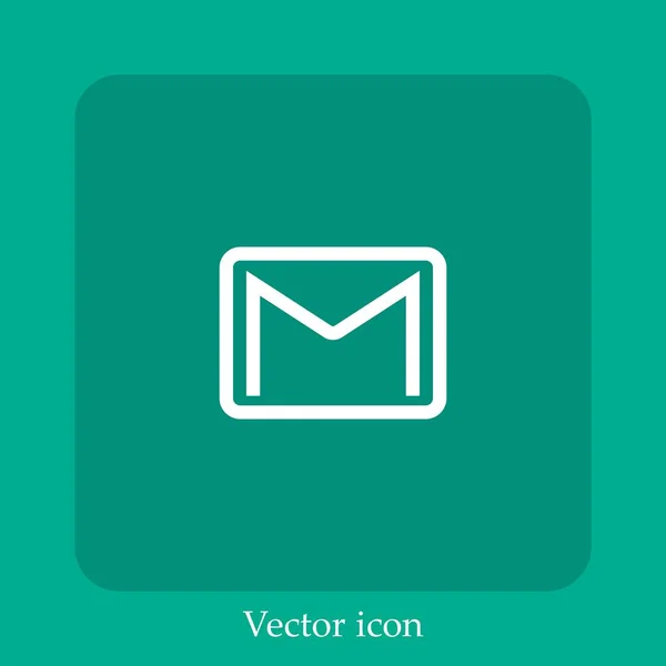 Icône Vectorielle Gmail Icône Linéaire Ligne Avec Course Modifiable — Image vectorielle