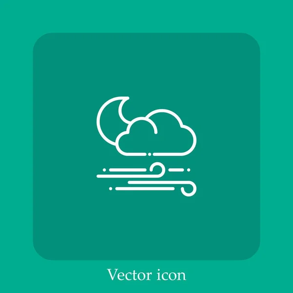 Icono Del Vector Ventoso Icon Line Lineal Con Carrera Editable — Vector de stock