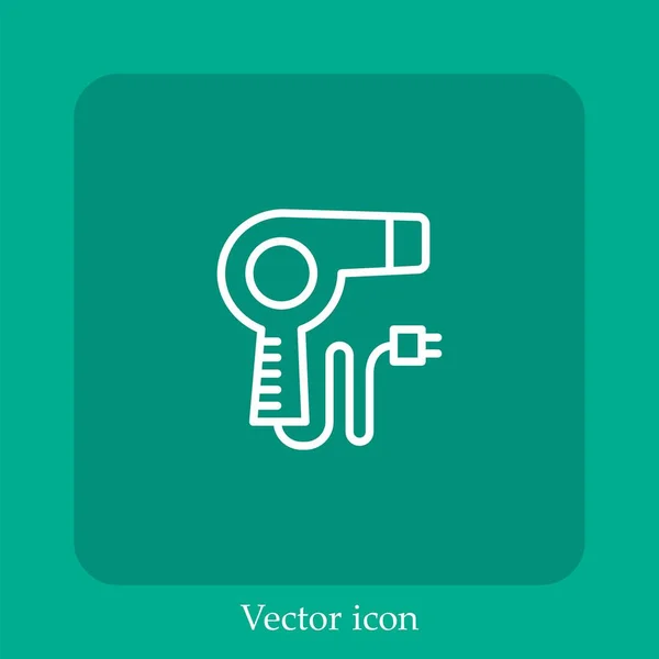 Secador Pelo Icono Vectorial Icon Line Lineal Con Carrera Editable — Vector de stock