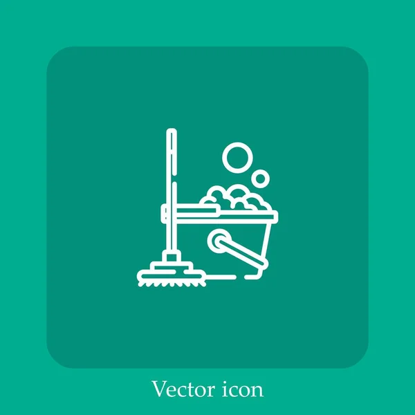 Ícone Vetor Mop Linear Icon Line Com Curso Editável — Vetor de Stock