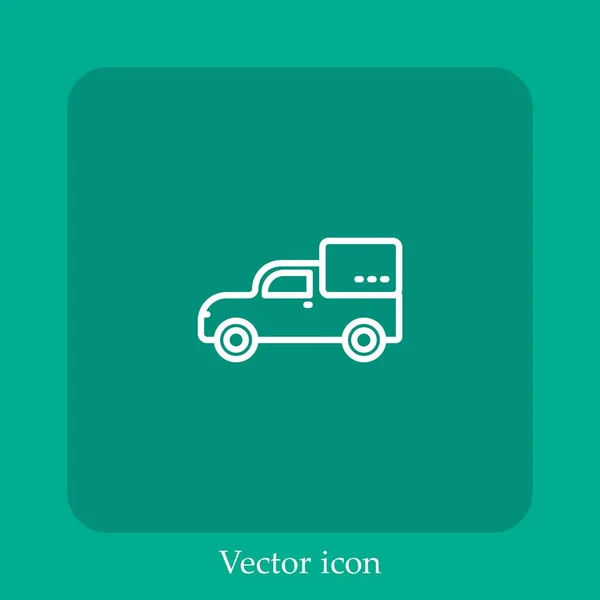 Pickup Car Vector Icon Linear Icon Line Editable Stroke — Stock Vector