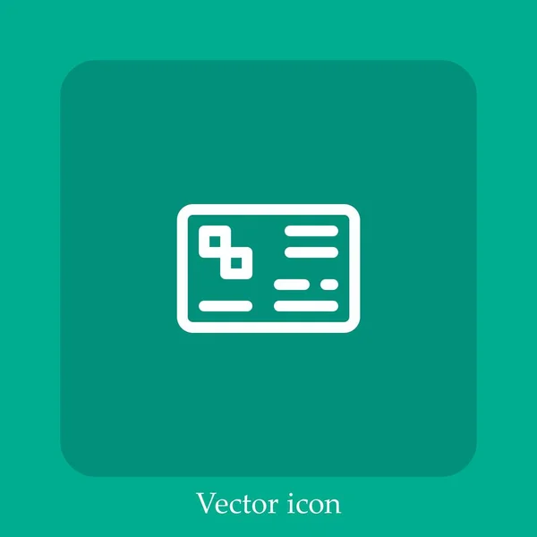 Icône Vectorielle Carte Visite Icône Linéaire Ligne Avec Trait Modifiable — Image vectorielle