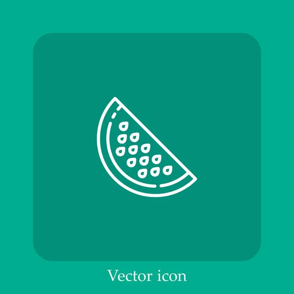 Ícone Vetor Melancia Inclinada Icon Line Linear Com Curso Editável — Vetor de Stock