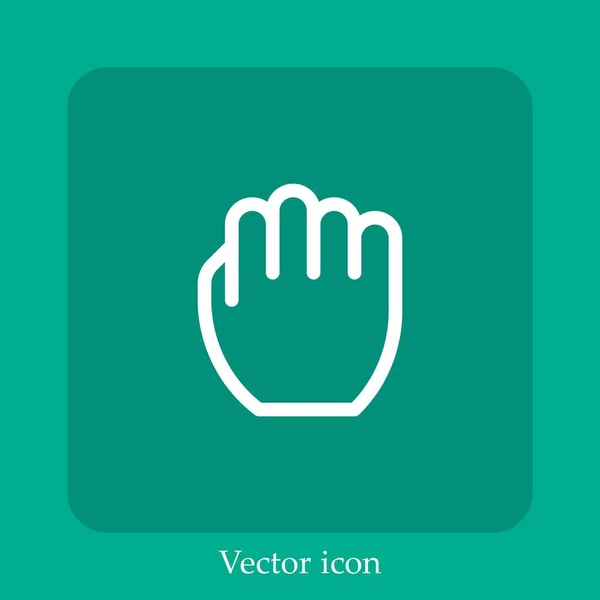 Icône Vectorielle Main Icône Linéaire Ligne Avec Course Modifiable — Image vectorielle