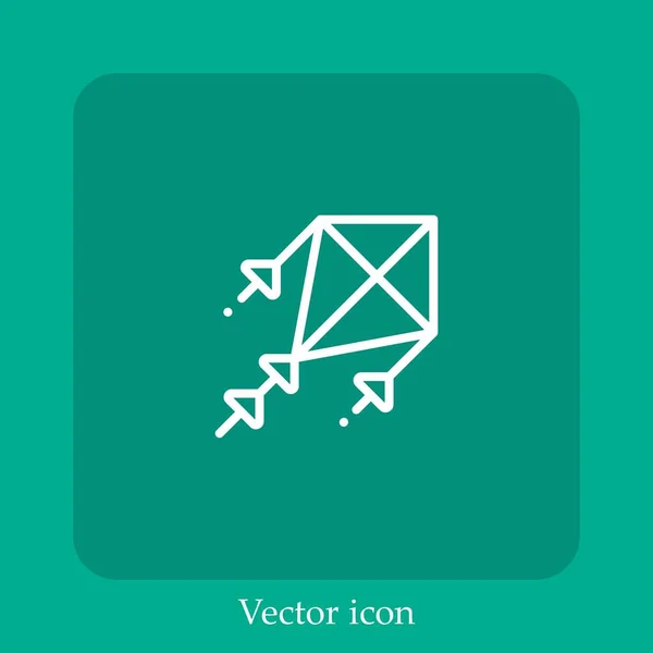 Kite Vector Icon Linear Icon Line Editable Stroke — Stock Vector