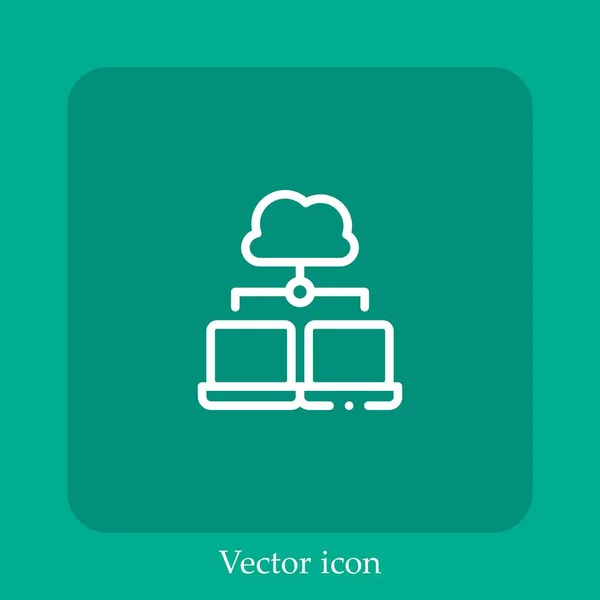 Icono Del Vector Portátil Icon Line Lineal Con Carrera Editable — Vector de stock