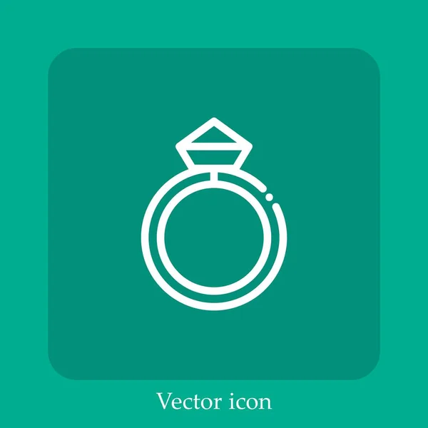 Icône Vectorielle Anneau Icône Linéaire Ligne Avec Course Modifiable — Image vectorielle